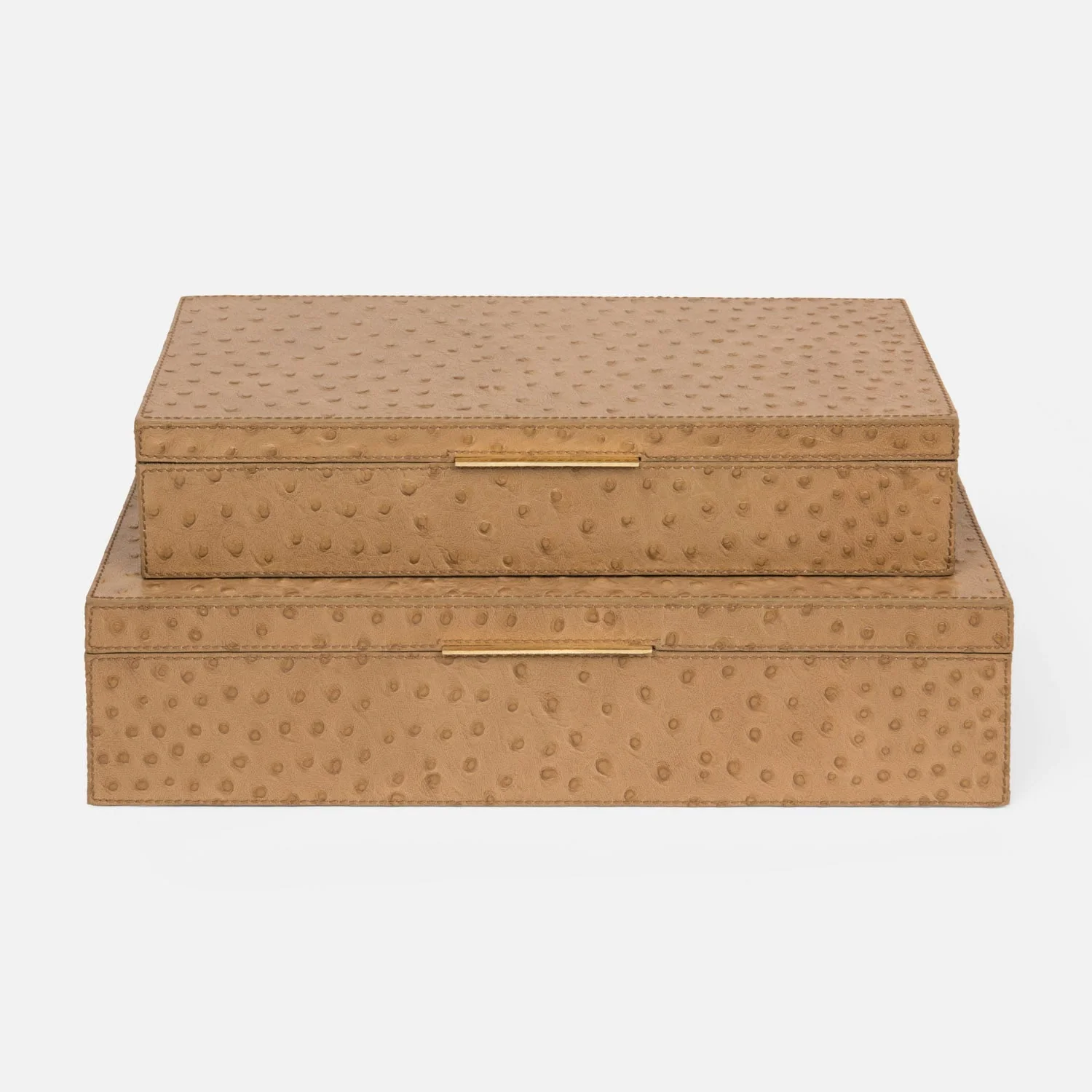 Imani Ostrich Embossed Leather Box - Set of 2 - Image 7