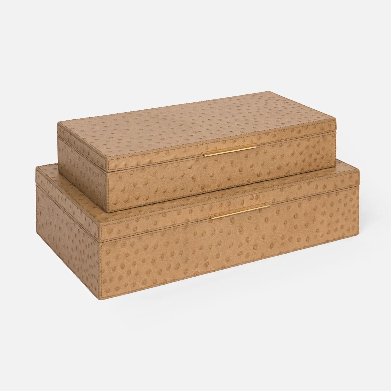 Imani Ostrich Embossed Leather Box - Set of 2 - Image 8