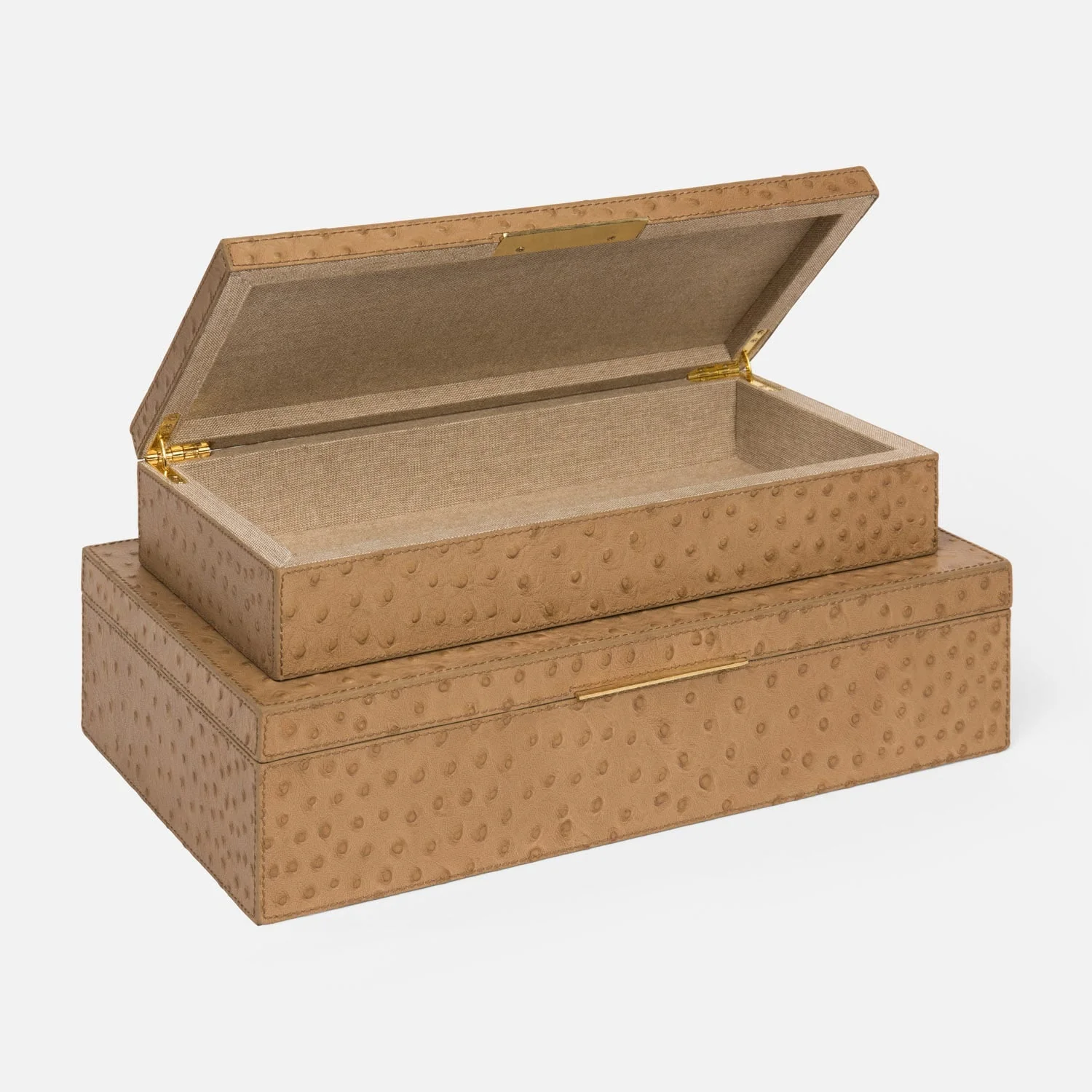 Imani Ostrich Embossed Leather Box - Set of 2 - Image 9