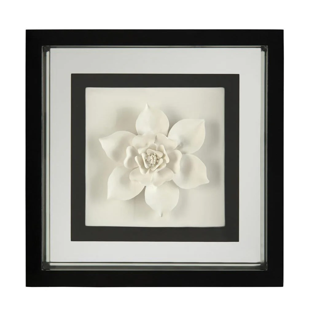 John Richard Black-And-White Porcelain Flower Wall Art - Image 4