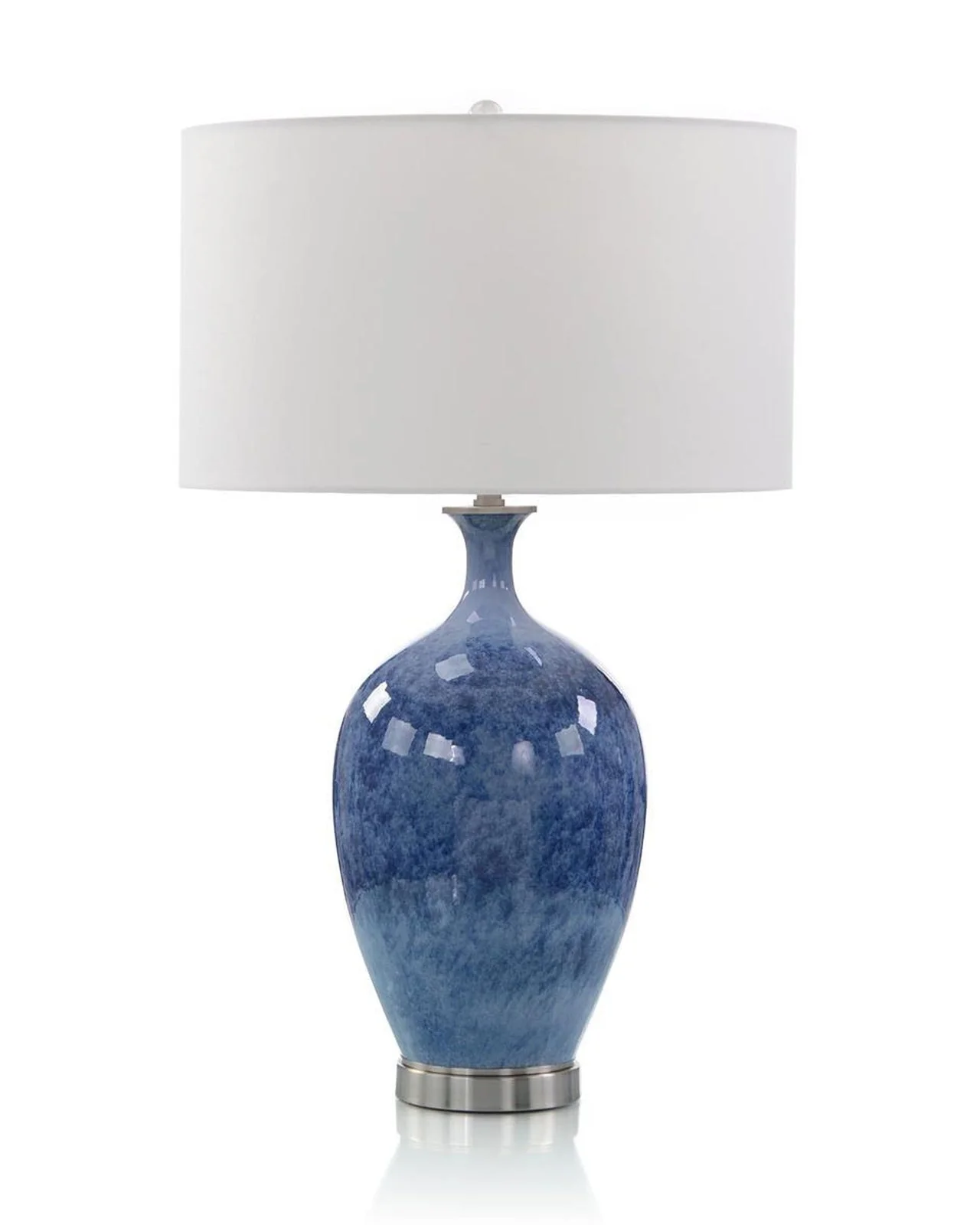 John Richard Cerulean Blue Porcelain and Brushed Nickel Table Lamp - Image 2