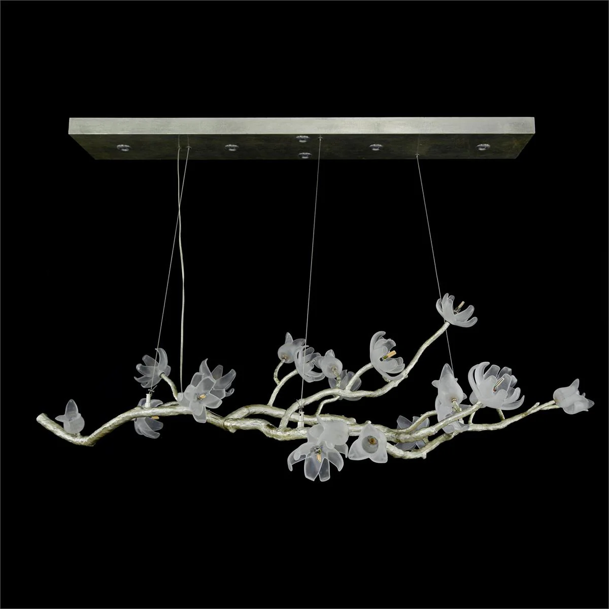 John Richard Churippu Magnolia & Tulip Glass Oblong Nineteen-Light Chandelier - Image 2