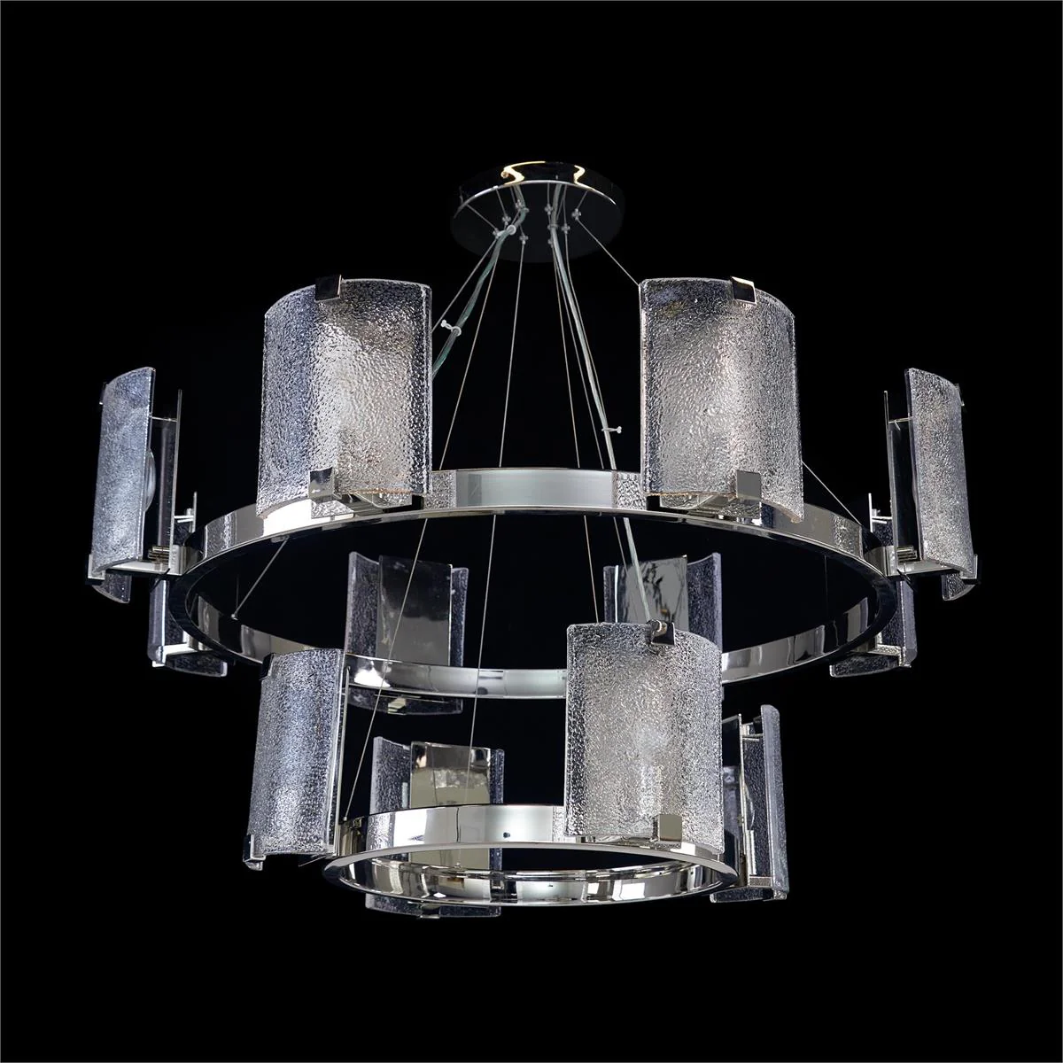 John Richard Claritas Twelve-Light Two-Tier Chandelier, Nickel - Image 2