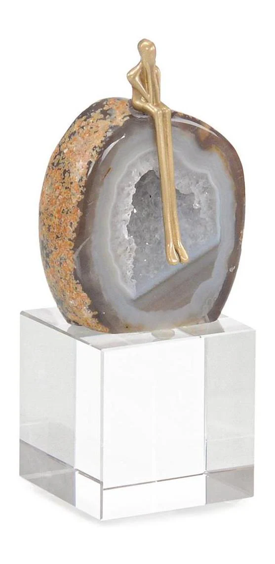 John Richard Decor Agate Philosopher Sculpture on Crystal Base - Image 2