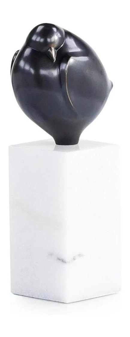 John Richard Decor Bronzed Bird Sculpture on Marble Base - Image 2