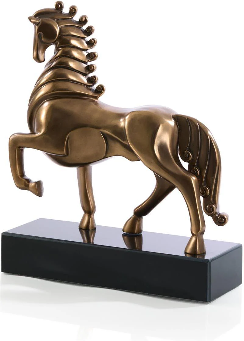 John Richard Decor Plated Horse Sculpture on Marble - Image 2