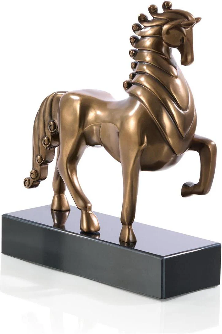 John Richard Decor Plated Horse Sculpture on Marble - Image 3