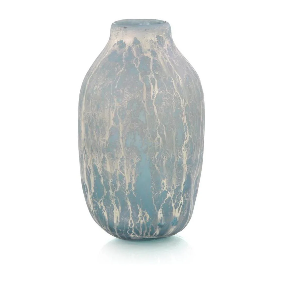 John Richard Decor Powder Blue Vase with Silver Overlay