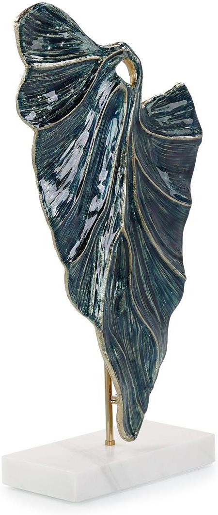 John Richard Decor Standing Leaf Sculpture on Marble Base - Image 2
