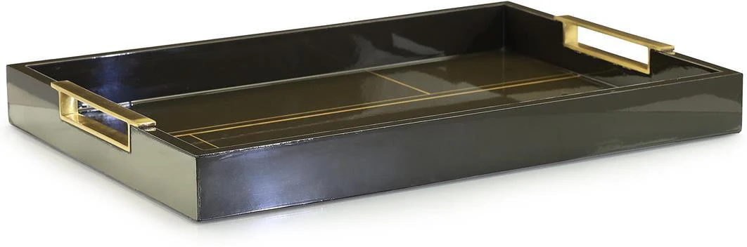 John Richard Decor Tenebra Tray with Brass Handles - Image 2