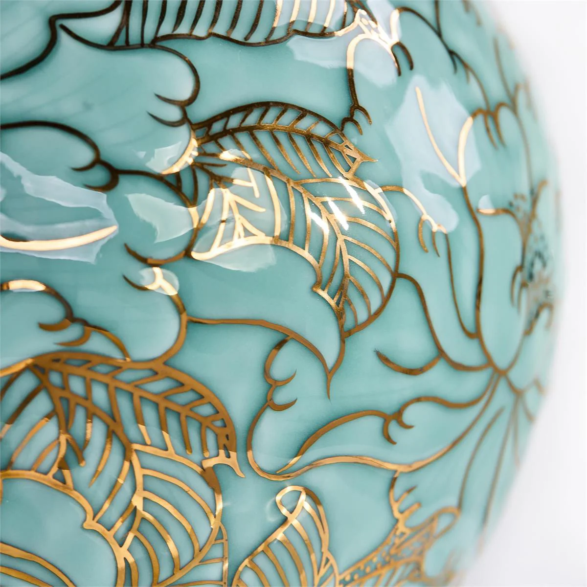John Richard Decor Turquoise Florals Vase - Image 2