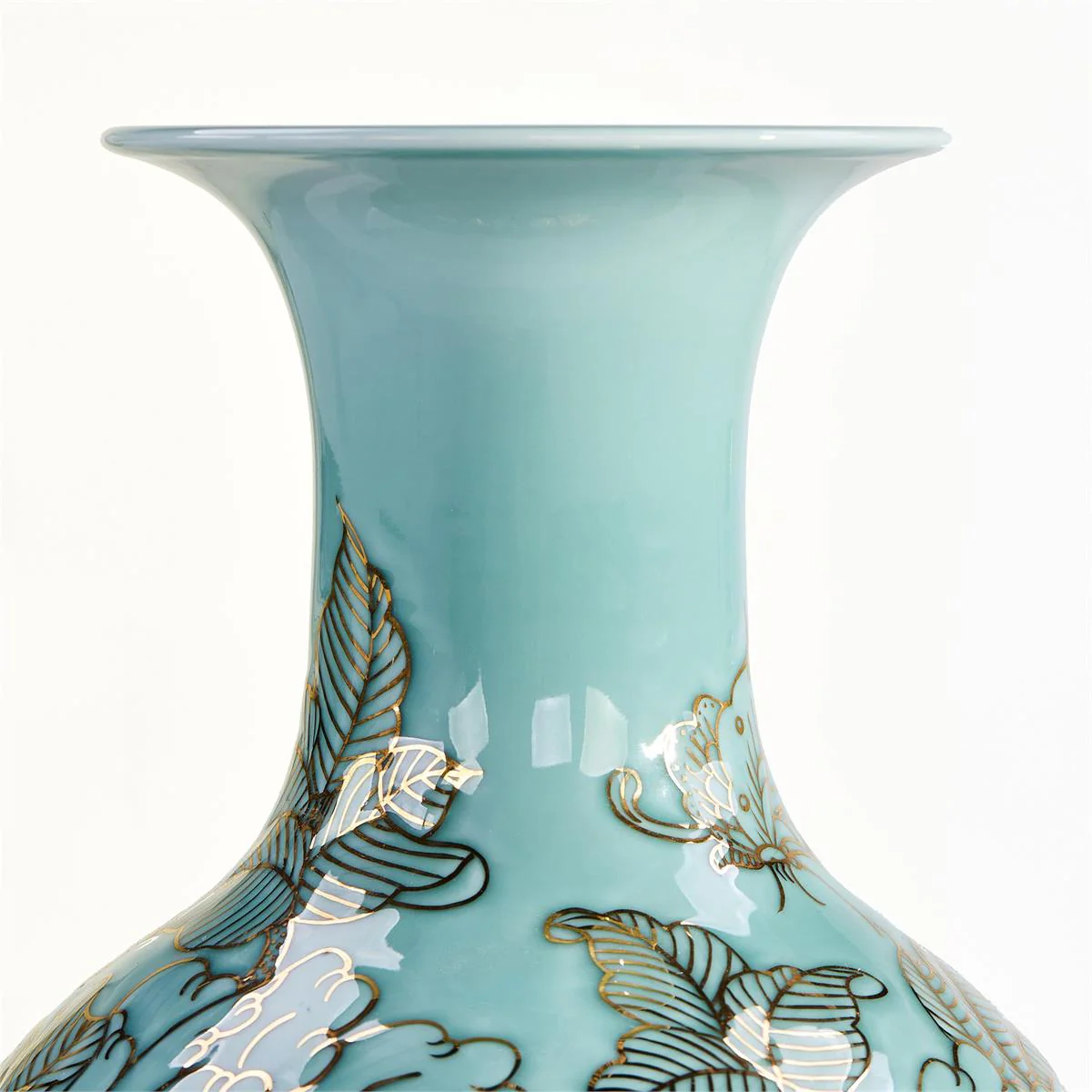 John Richard Decor Turquoise Florals Vase - Image 3