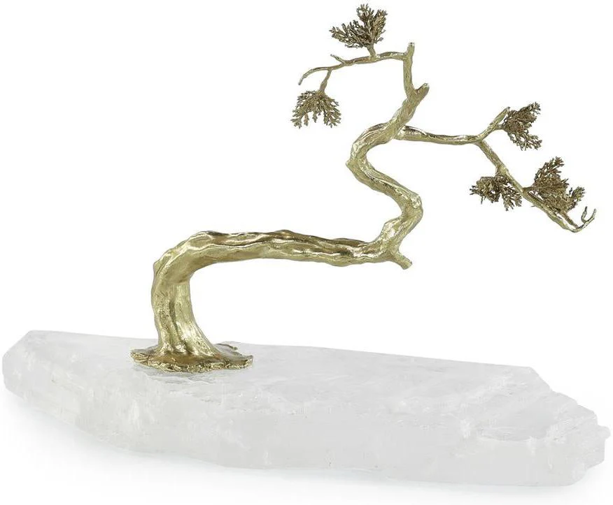 John Richard Decor Winding Brass Tree on Selenite II
