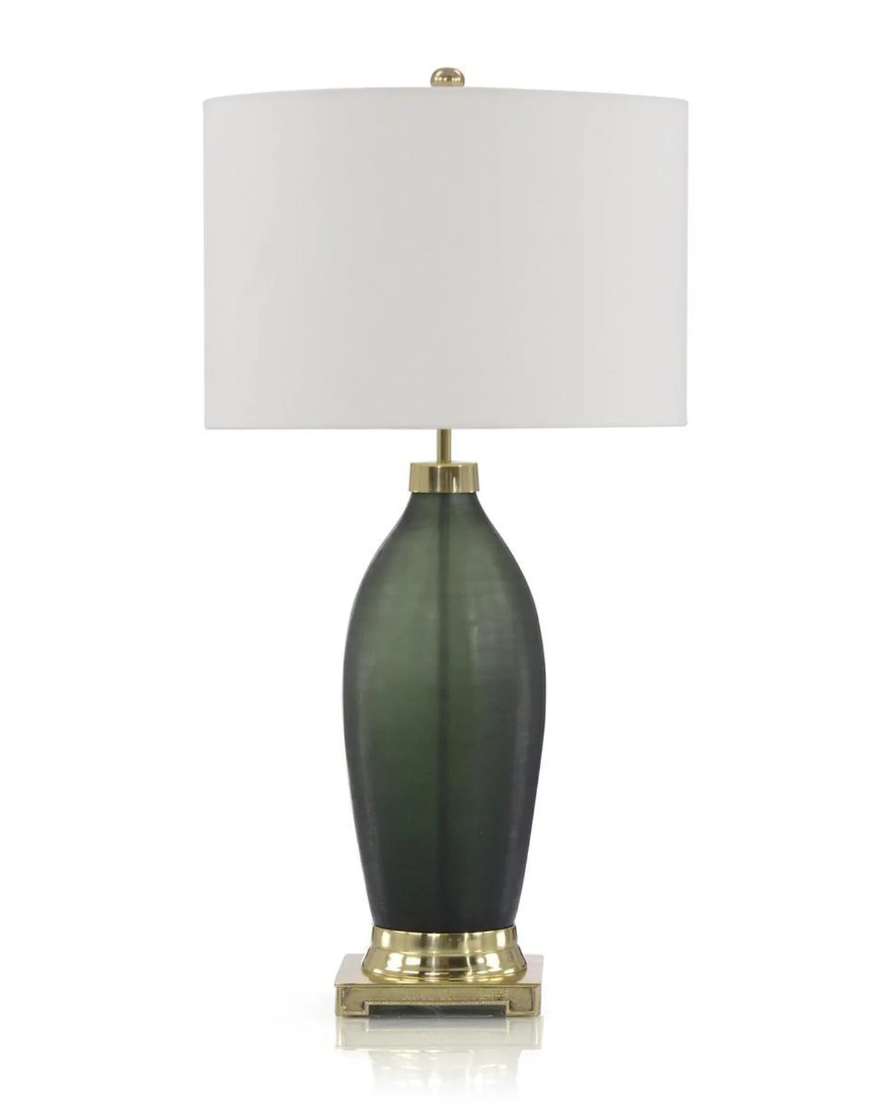 John Richard Emerald Green Etched Glass Table Lamp - Image 2
