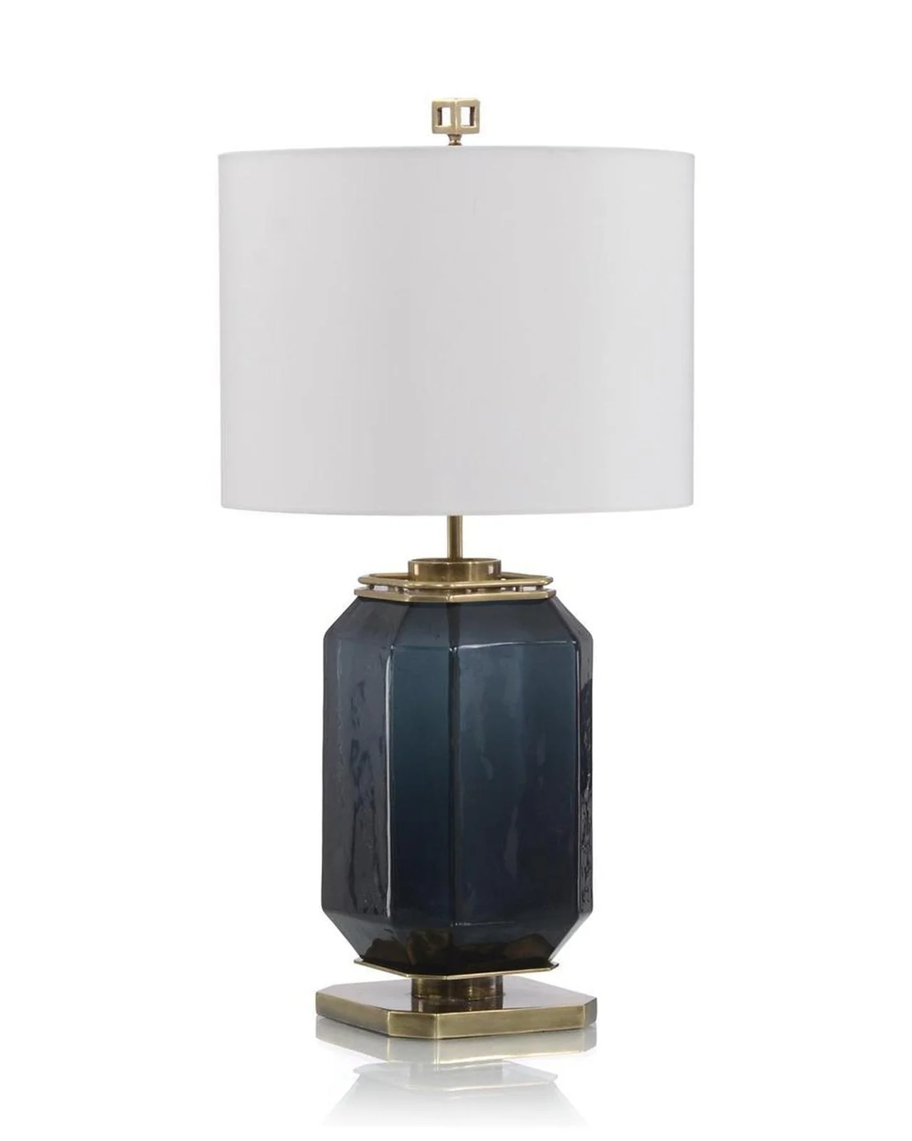 John Richard Navy Blue Glass and Brass Table Lamp - Image 2
