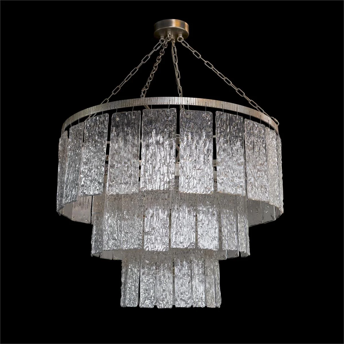 John Richard Twilight Sixteen-Light Slumped Glass Chandelier, Silver - Image 2