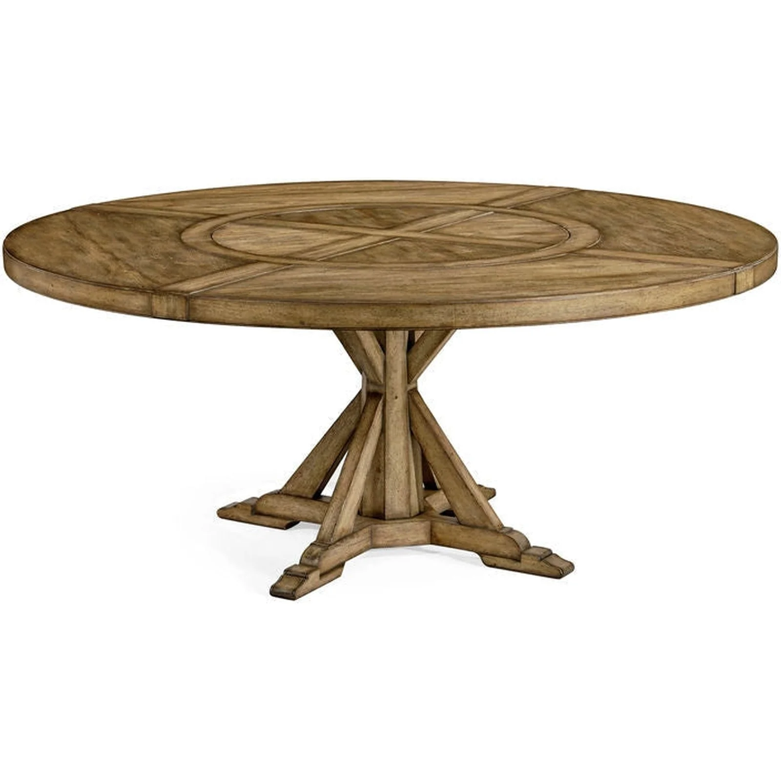 Jonathan Charles 72" Medium Brown Driftwood Round Dining Table with Inbuilt Lazy Susan (491101-72D-DTM) - Image 2