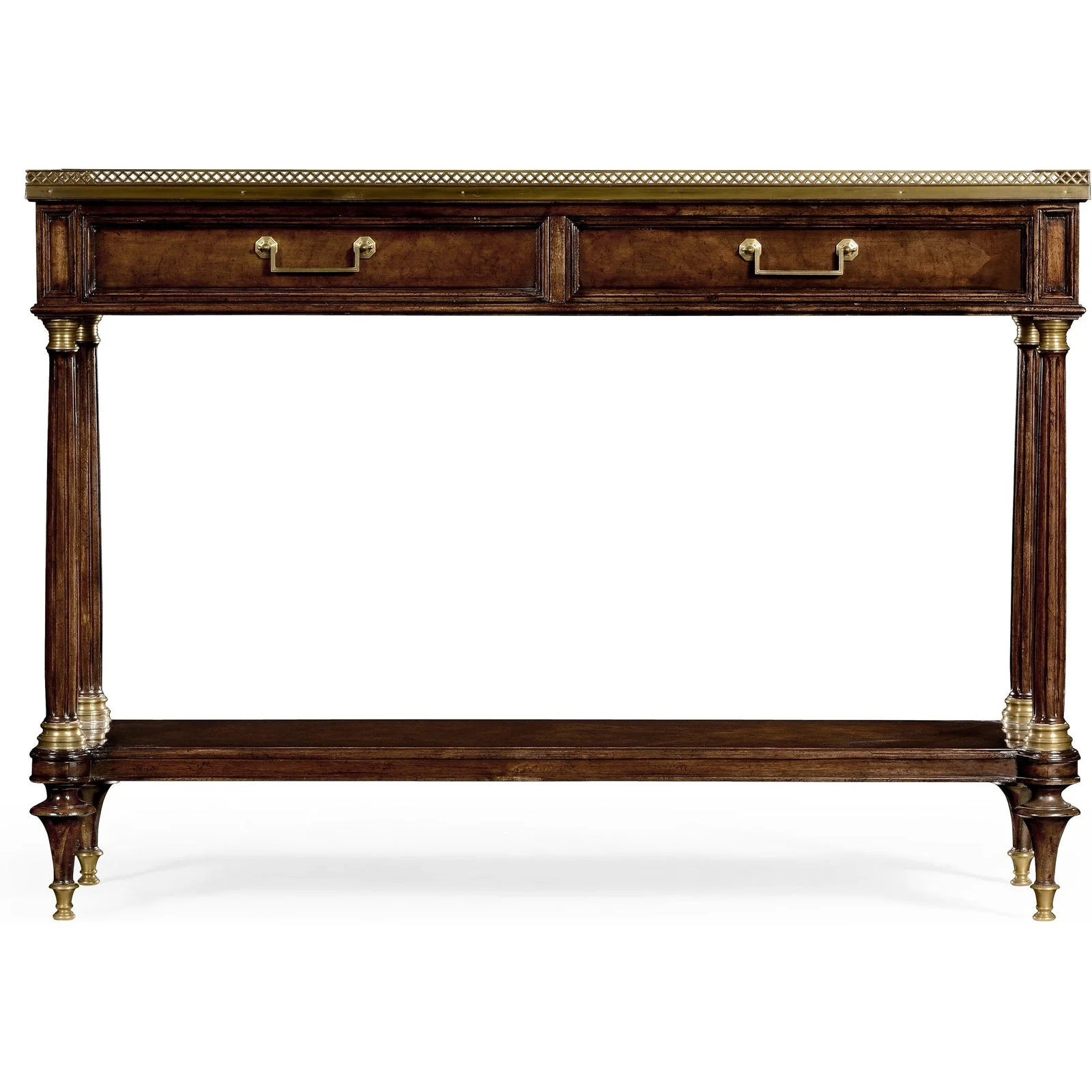 Jonathan Charles Brompton French Style Mahogany Console with Brass Gallery (494892-BMA) - Image 2
