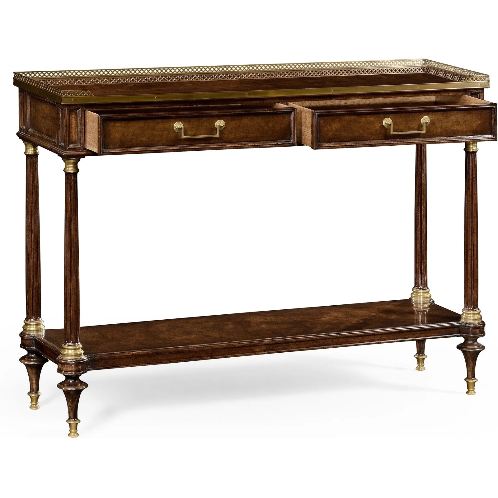 Jonathan Charles Brompton French Style Mahogany Console with Brass Gallery (494892-BMA) - Image 4