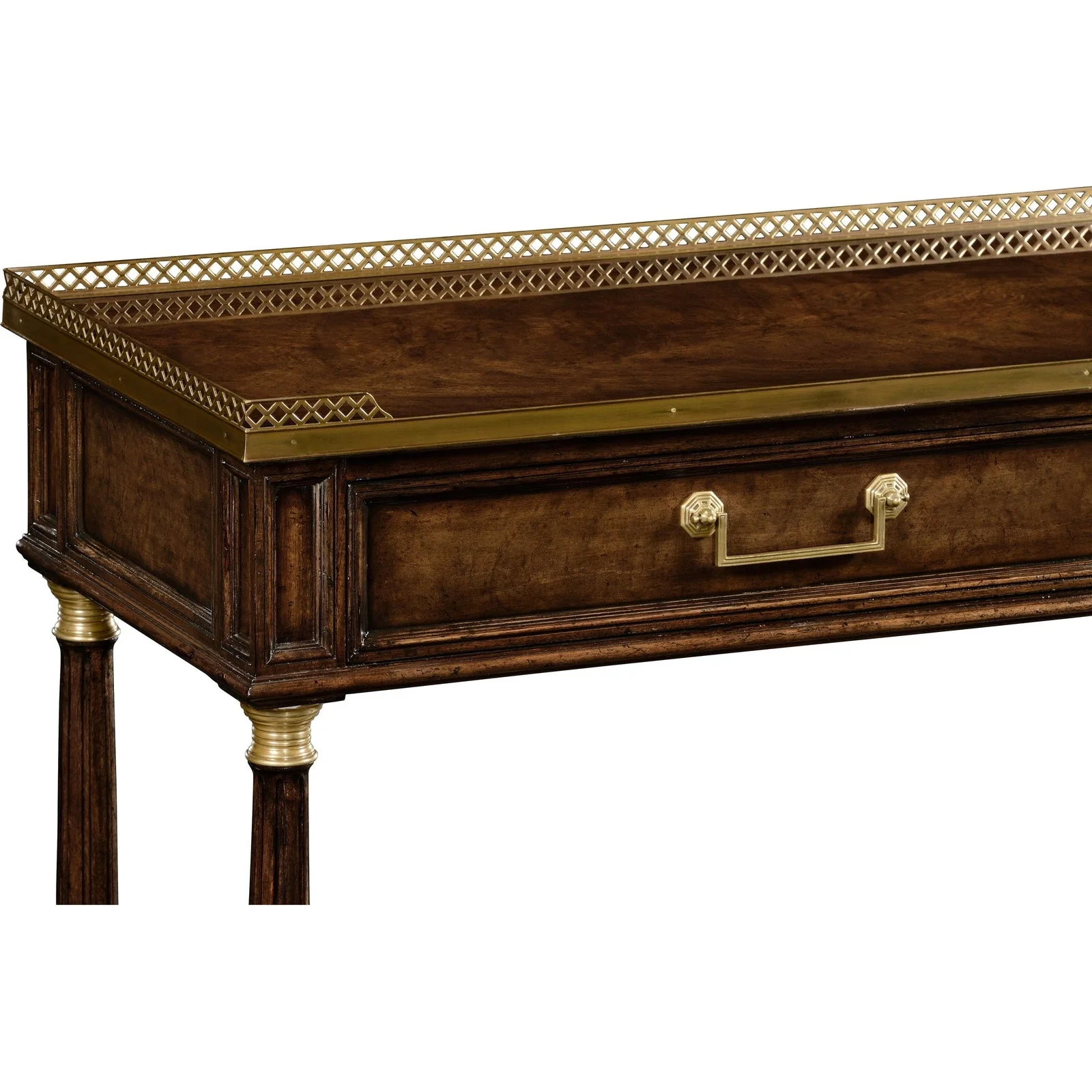 Jonathan Charles Brompton French Style Mahogany Console with Brass Gallery (494892-BMA) - Image 5