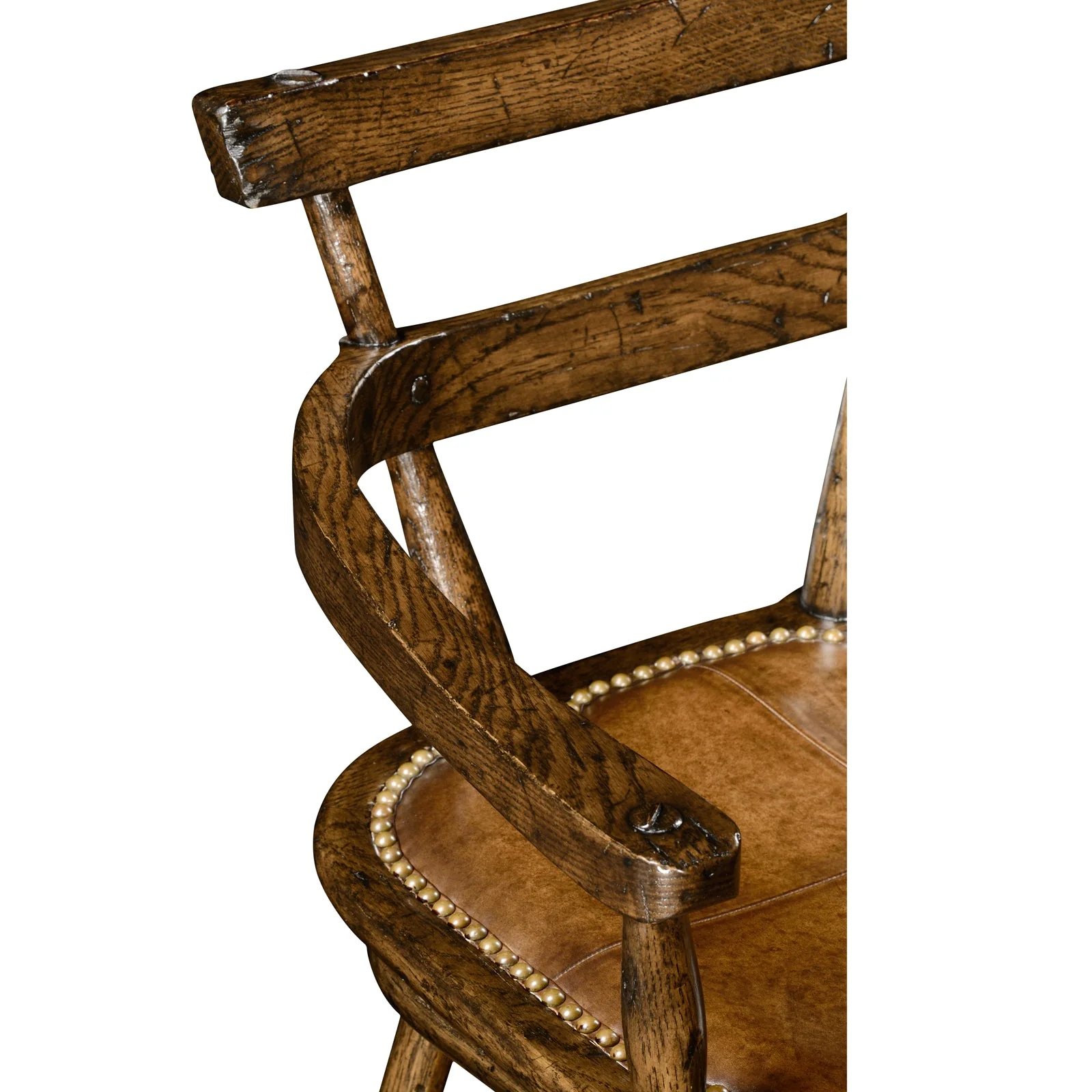 Jonathan Charles Buckingham Oak Arm Barstool with Studded Leather Seat (494315-AC-TDO) - Image 3