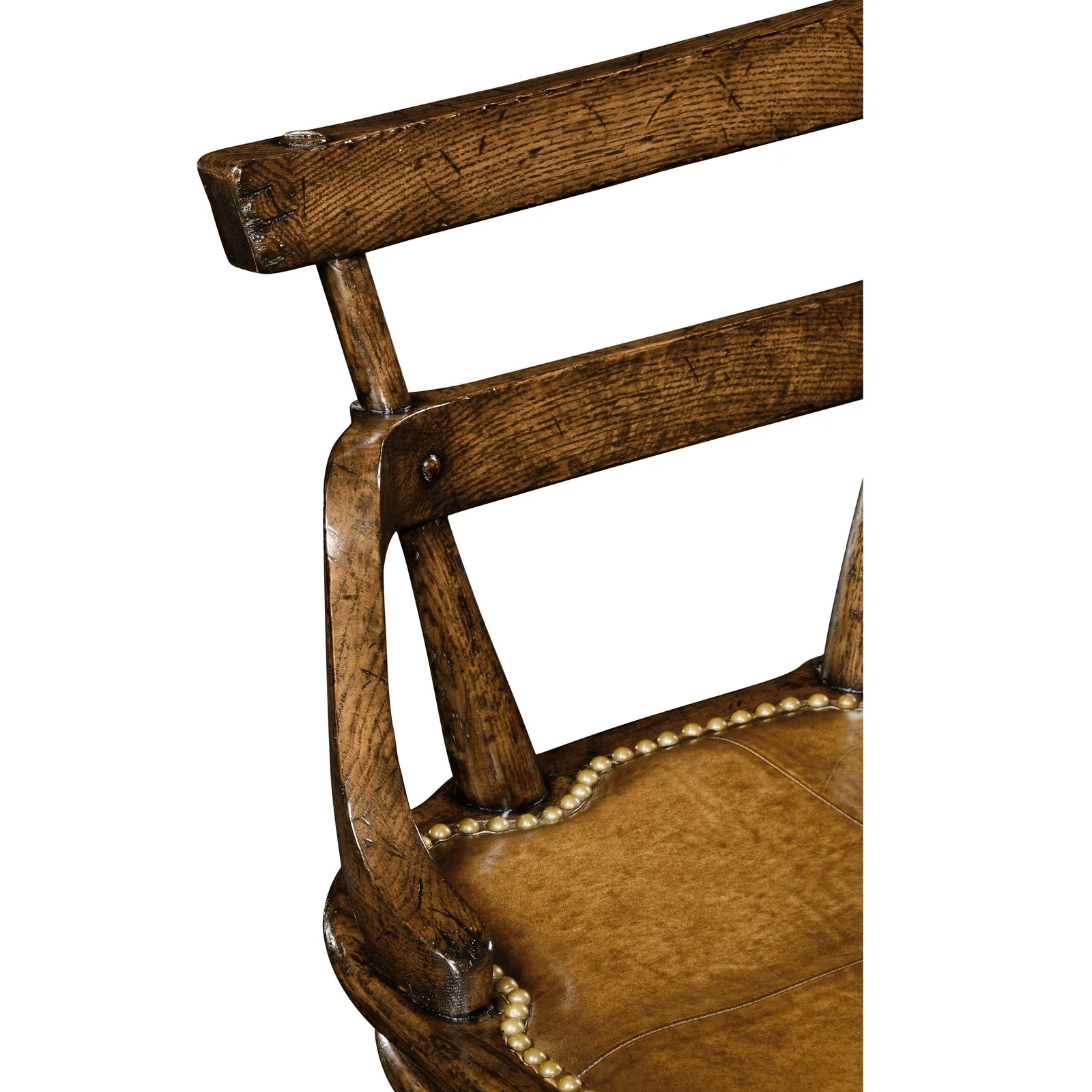 Jonathan Charles Buckingham Oak Barstool with Studded Leather Seat (494315-SC-TDO) - Image 4