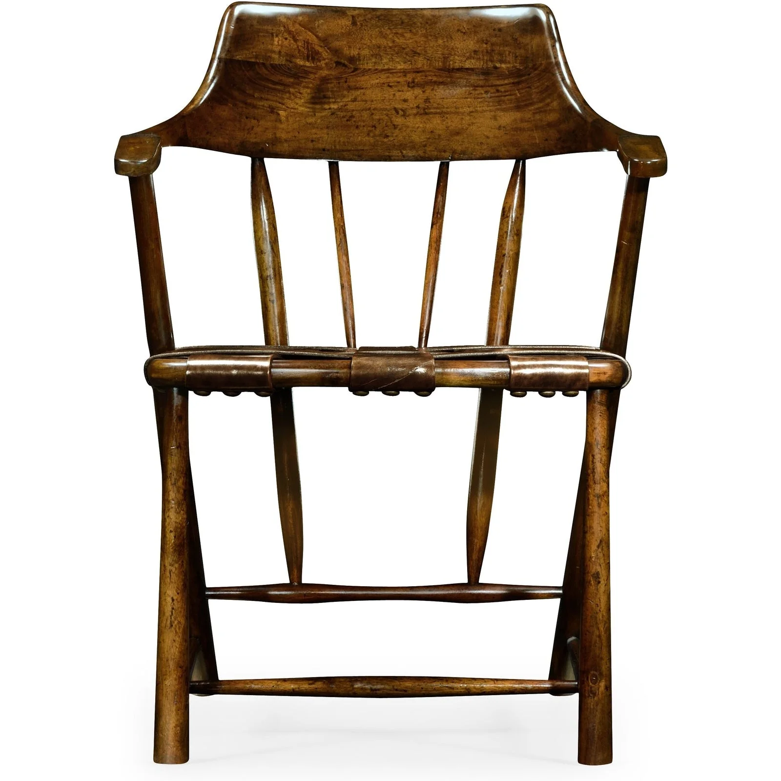 Jonathan Charles Curated Walnut Smokers Armchair with Leather Seat (492783-WAL-L002) - Set of 2 - Image 2