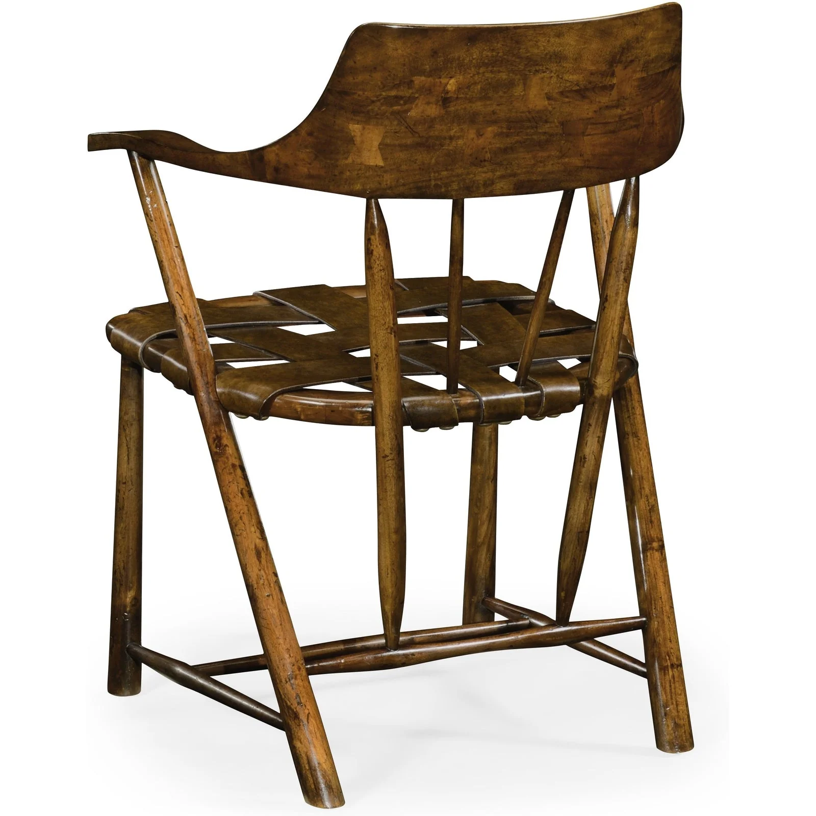 Jonathan Charles Curated Walnut Smokers Armchair with Leather Seat (492783-WAL-L002) - Set of 2 - Image 3