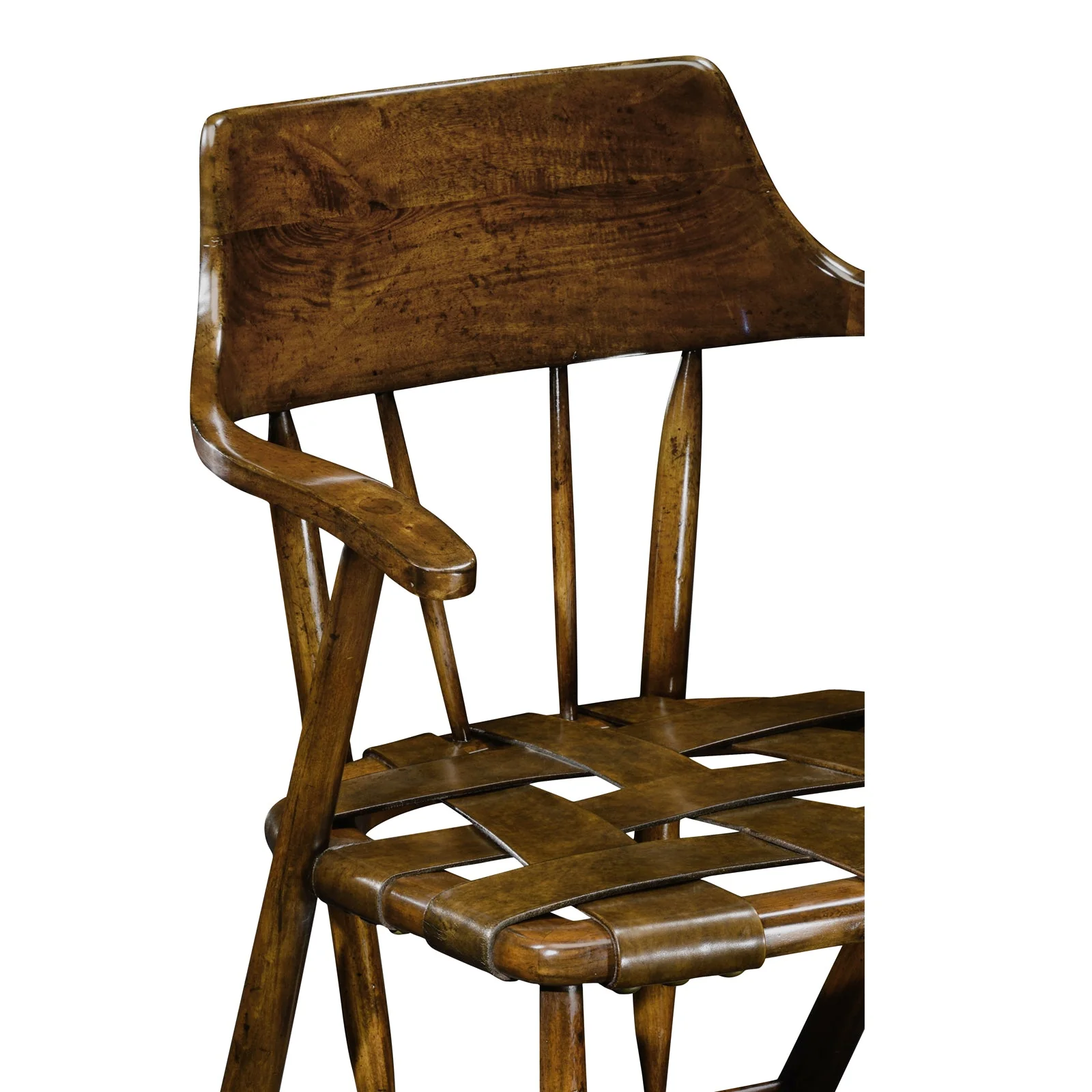 Jonathan Charles Curated Walnut Smokers Armchair with Leather Seat (492783-WAL-L002) - Set of 2 - Image 4