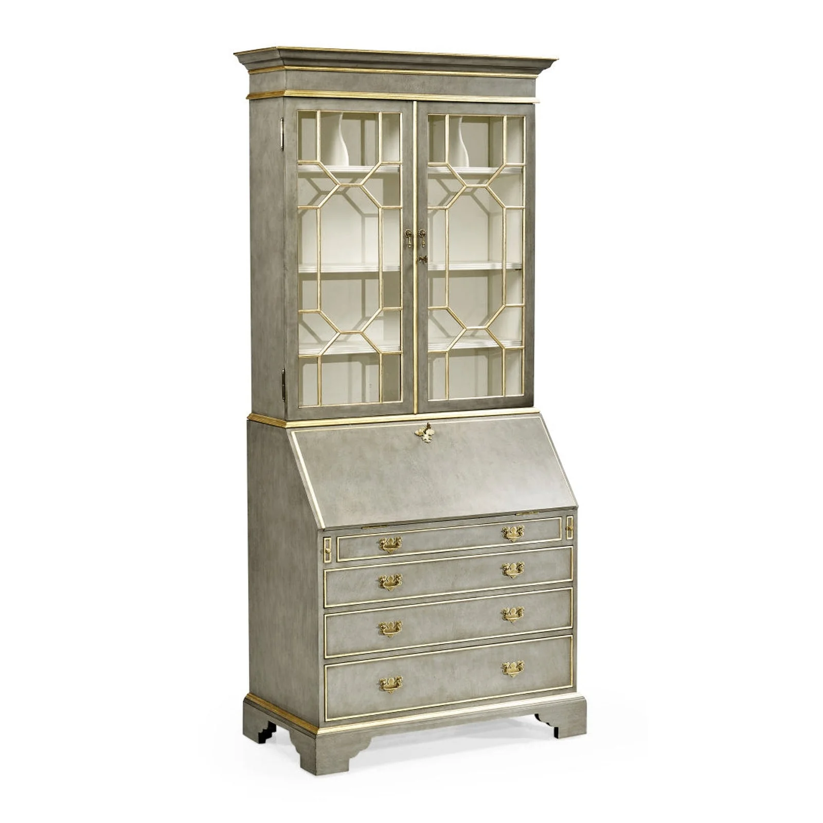 Jonathan Charles Buckingham Georgian Grey & Gilded Secretary Cabinet (492260-PBG)