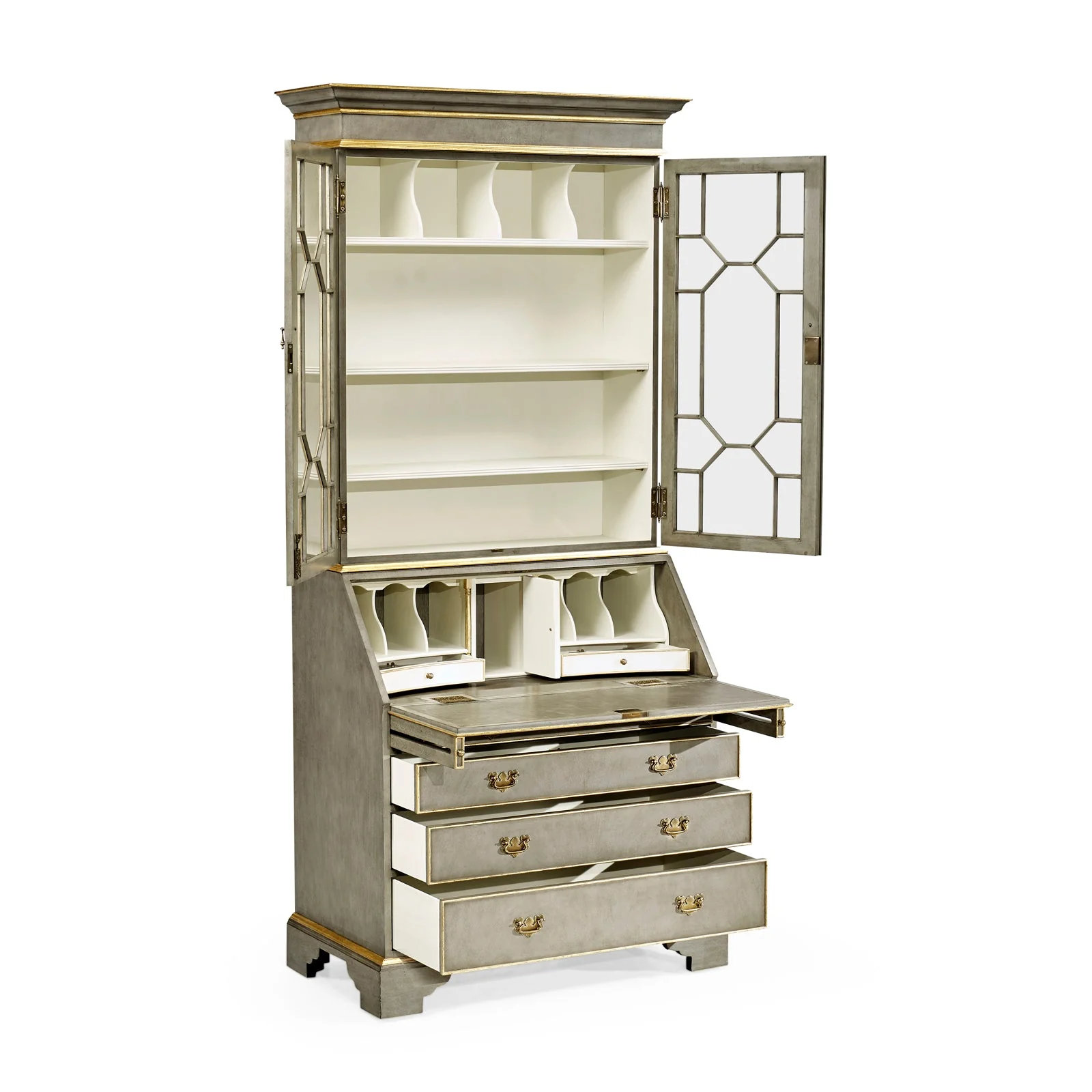Jonathan Charles Buckingham Georgian Grey & Gilded Secretary Cabinet (492260-PBG) - Image 3