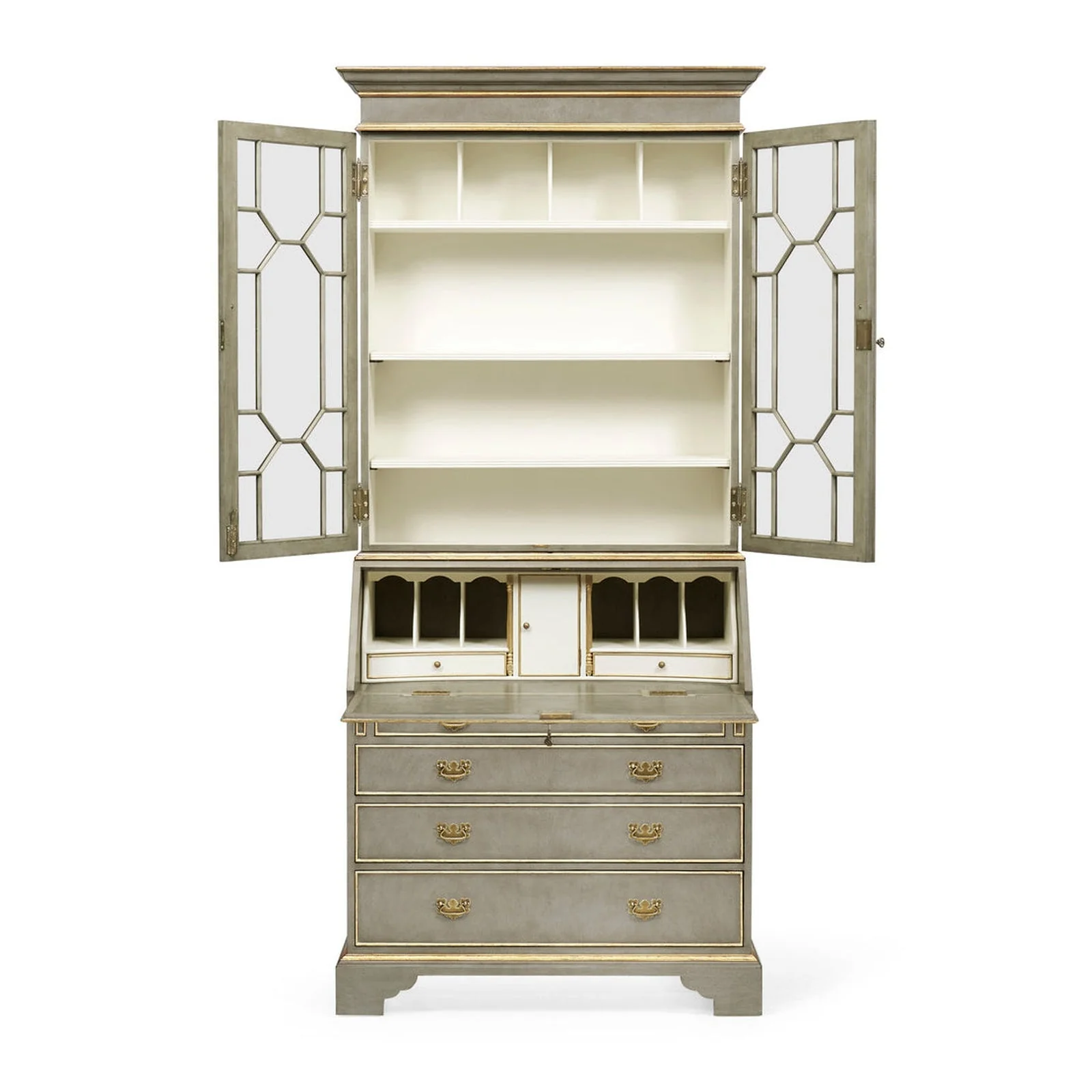 Jonathan Charles Buckingham Georgian Grey & Gilded Secretary Cabinet (492260-PBG) - Image 4