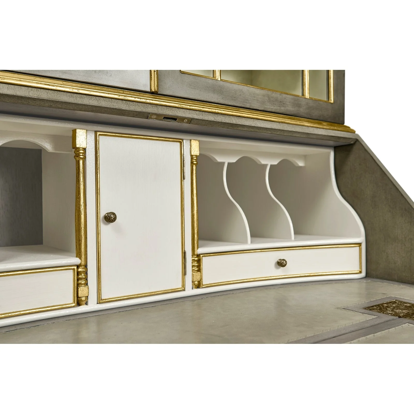 Jonathan Charles Buckingham Georgian Grey & Gilded Secretary Cabinet (492260-PBG) - Image 7