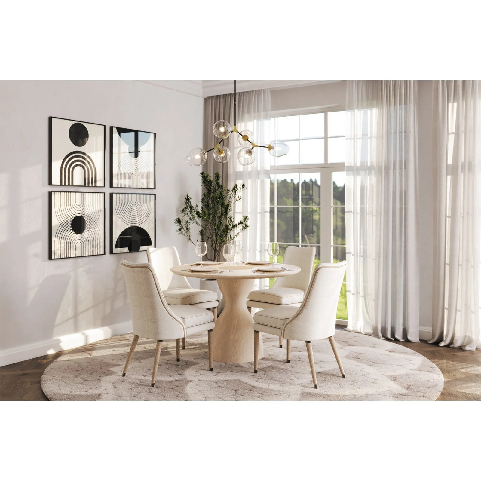 Jonathan Charles Shoal Linen & Grass Cloth Side Chair (500429-SC-C005-F058) - Set of 2 - Image 3
