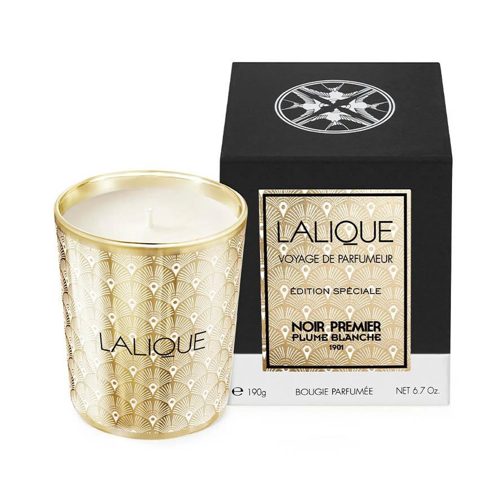 Lalique Noir Premier Plume Blanche 1901 Scented Candle - Image 2