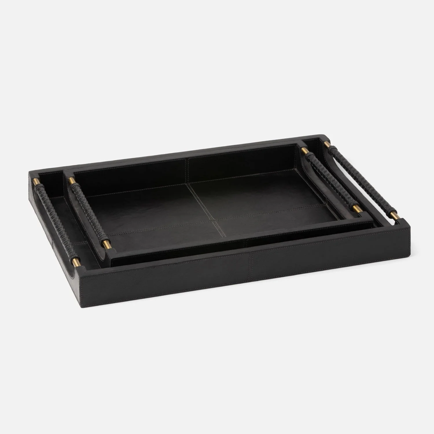 Lenora Leather Tray - Set of 2 - Image 3