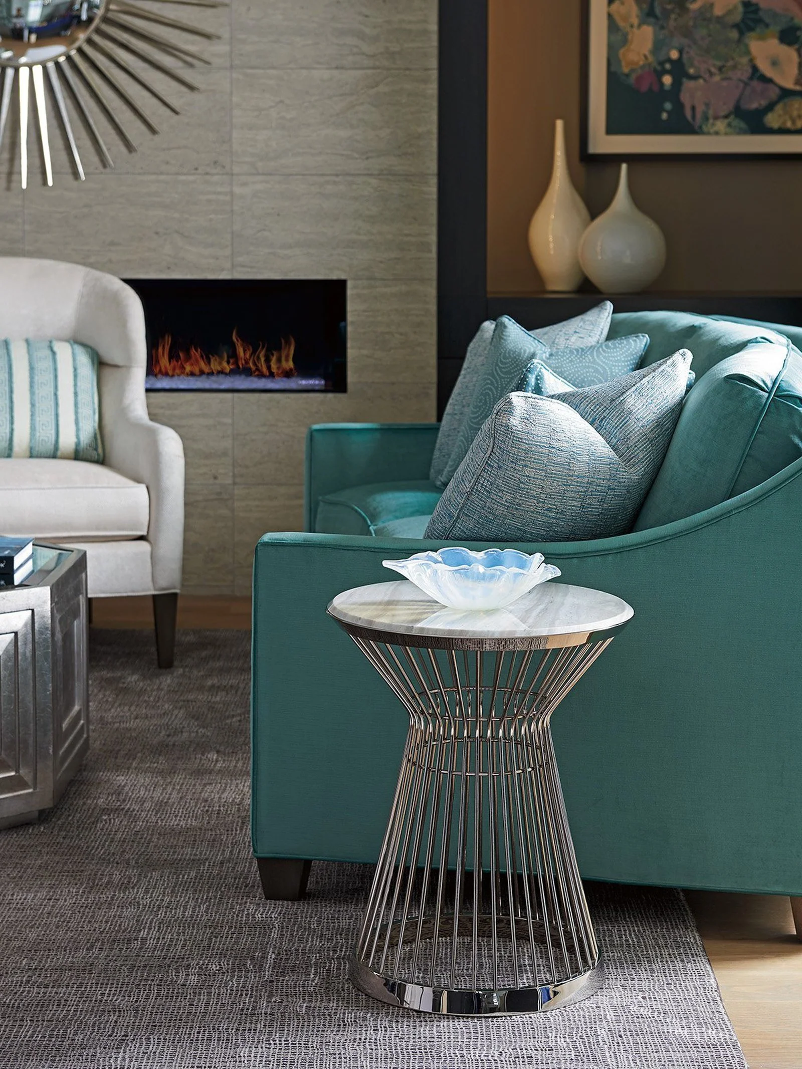 Lexington Ariana Martini Stainless Accent Table - Image 4