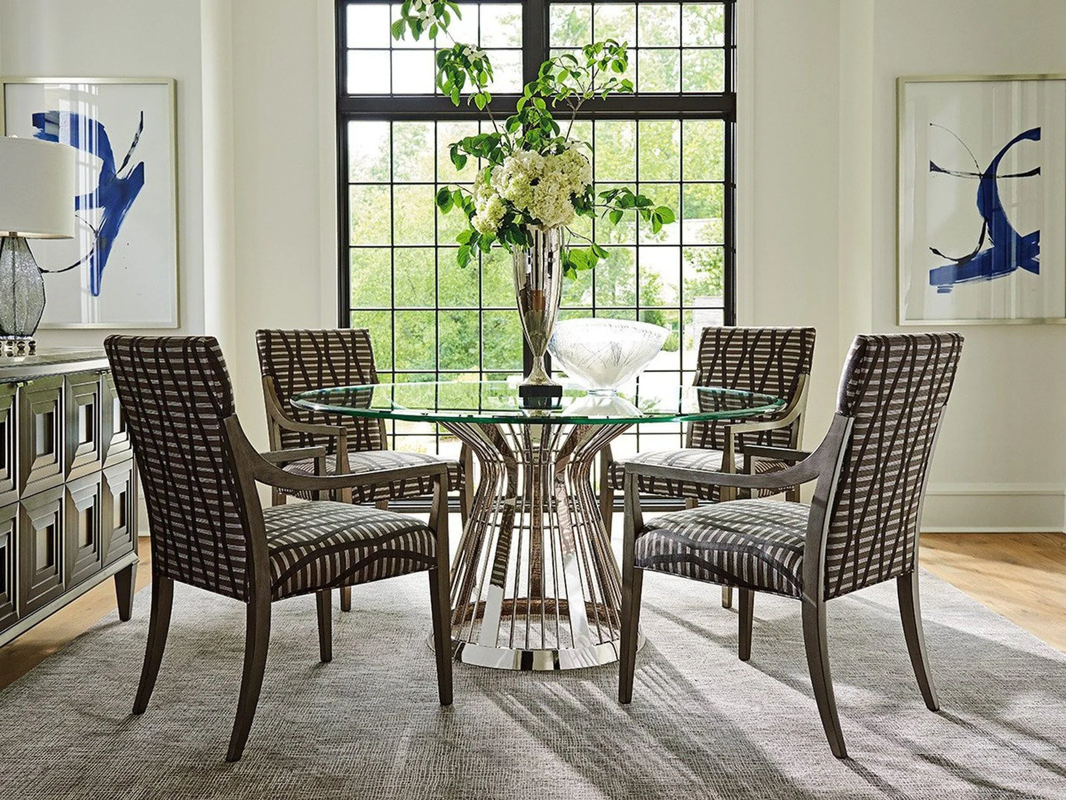 Lexington Ariana Riviera Stainless Dining Table with Glass Top - Image 9