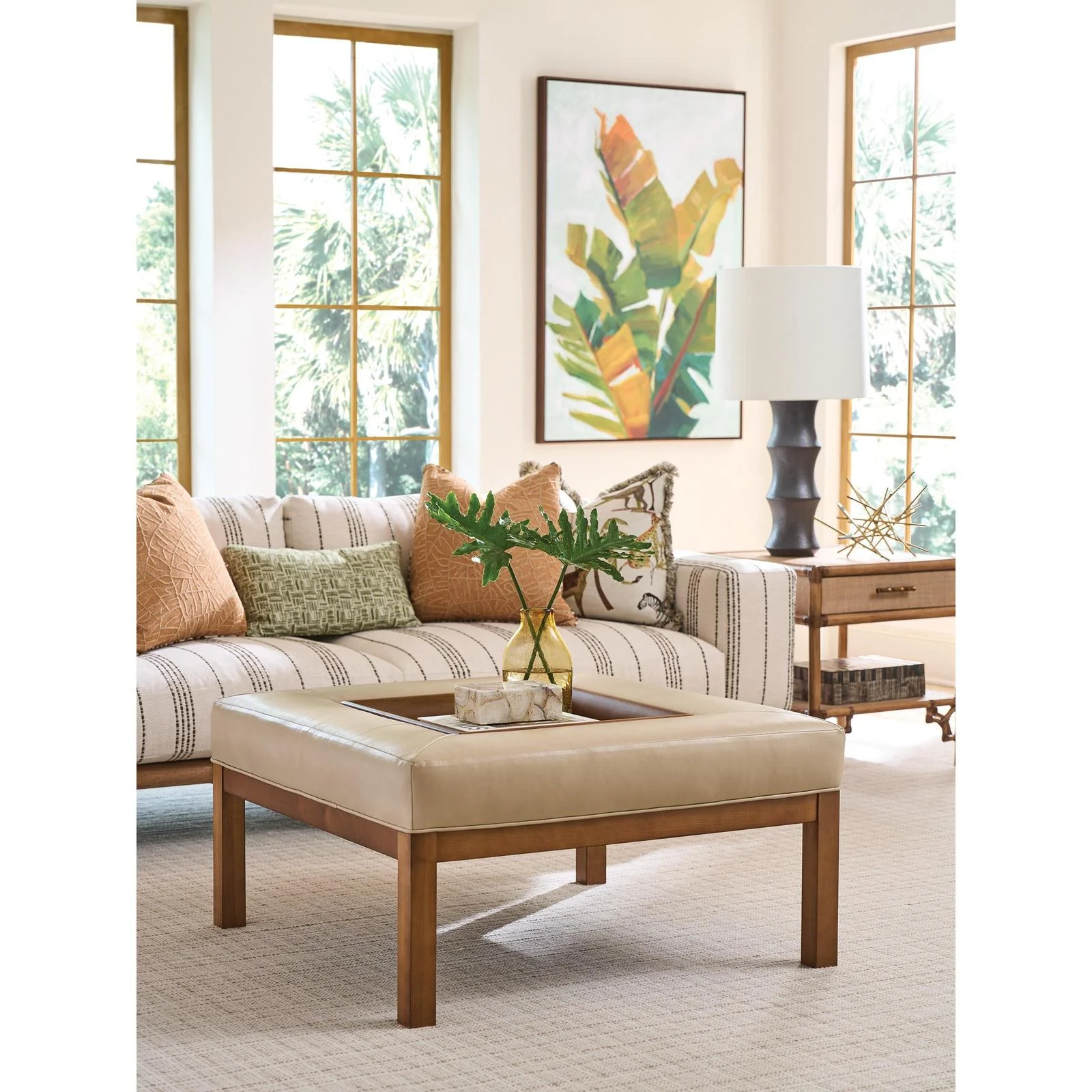 Lexington Crandon Park Leather Ottoman - Image 2