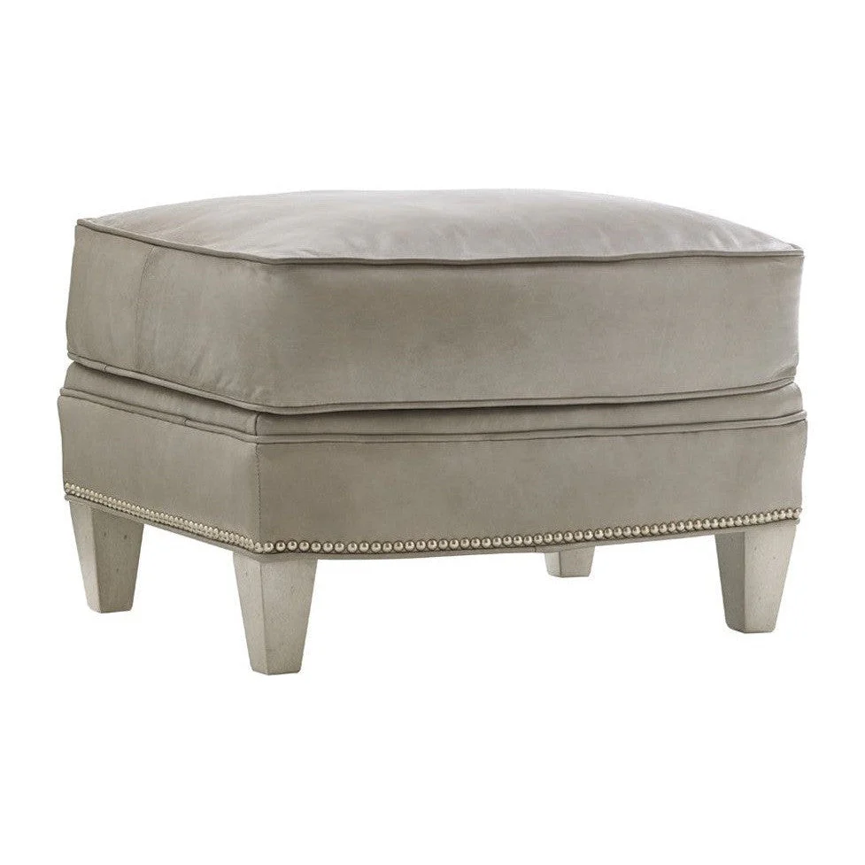 Lexington Oyster Bay Bayville Leather Ottoman - Image 2