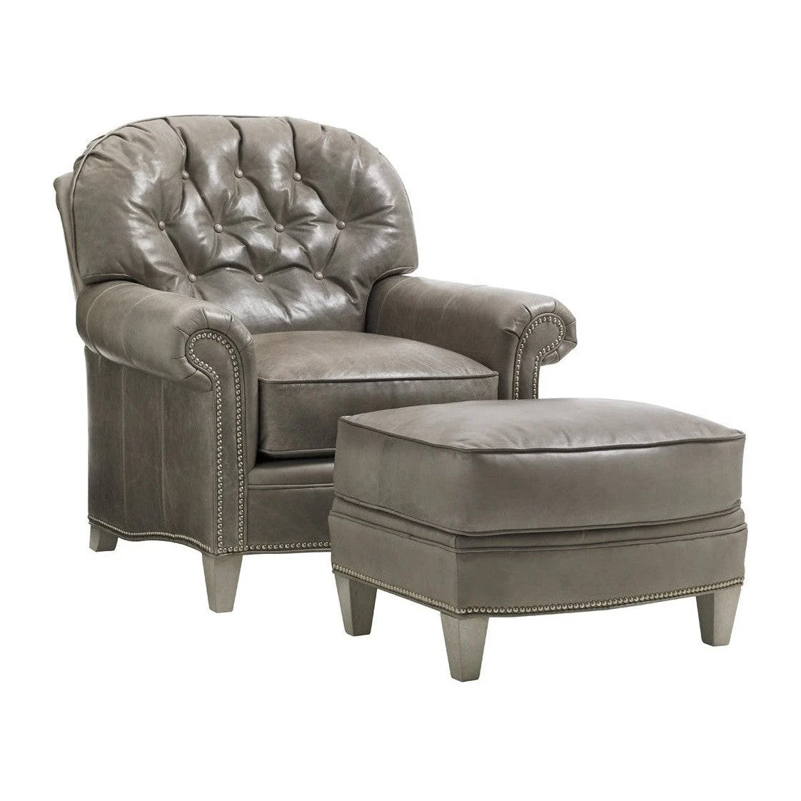 Lexington Oyster Bay Bayville Leather Ottoman - Image 3