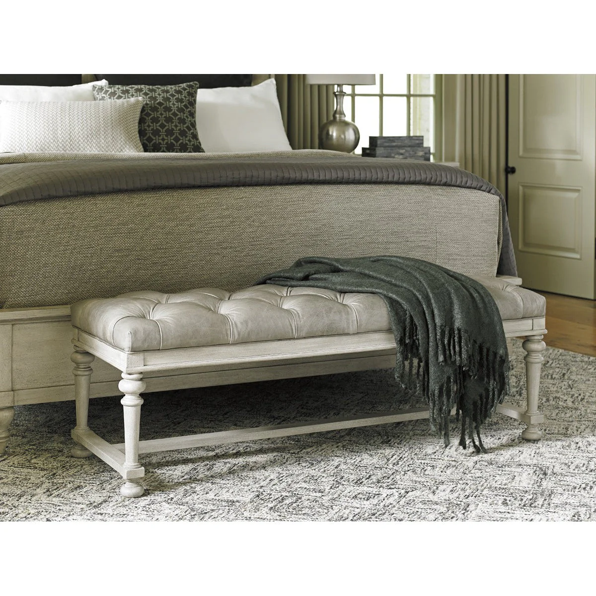 Lexington Oyster Bay Bellport Leather Bed Bench - Image 2