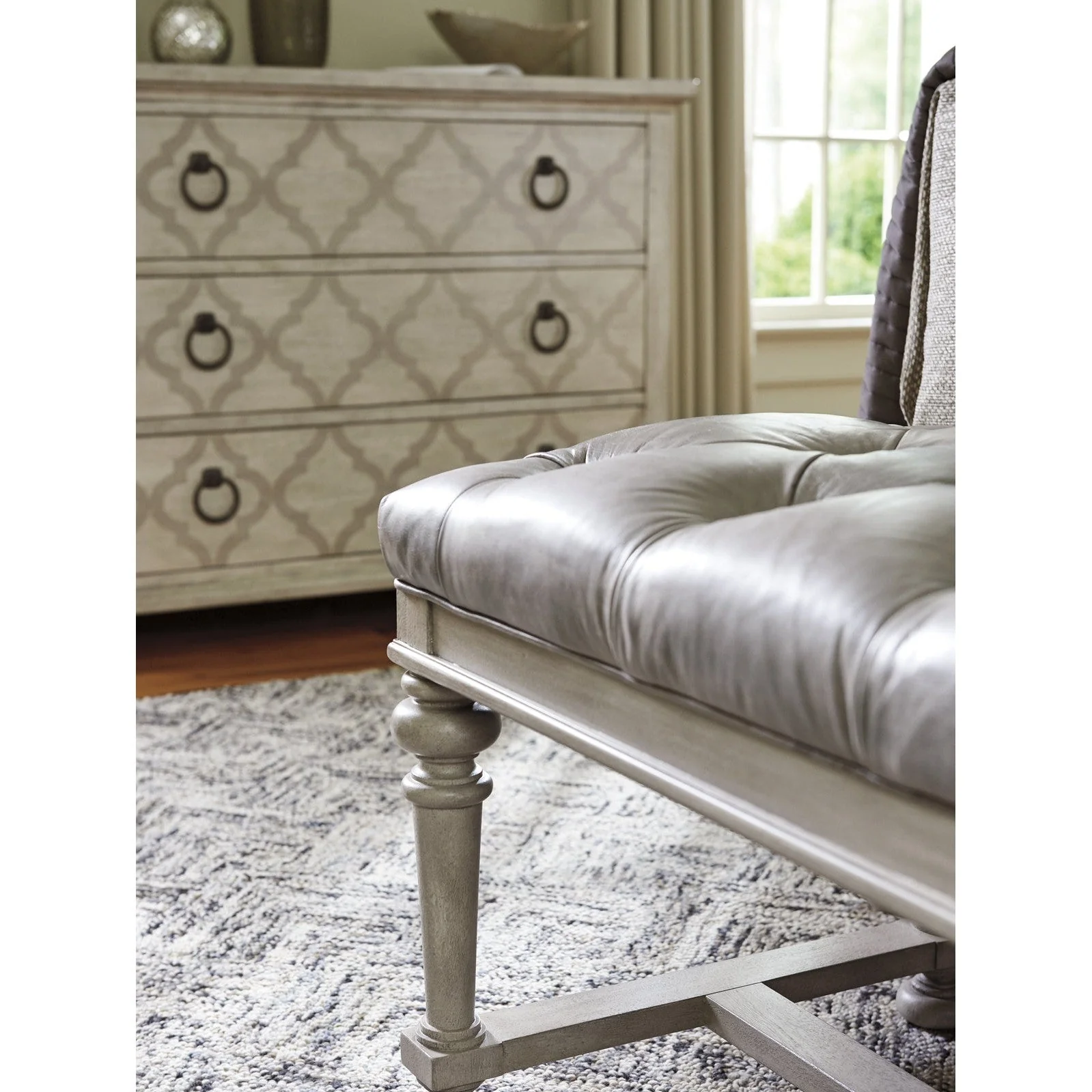Lexington Oyster Bay Bellport Leather Bed Bench - Image 3