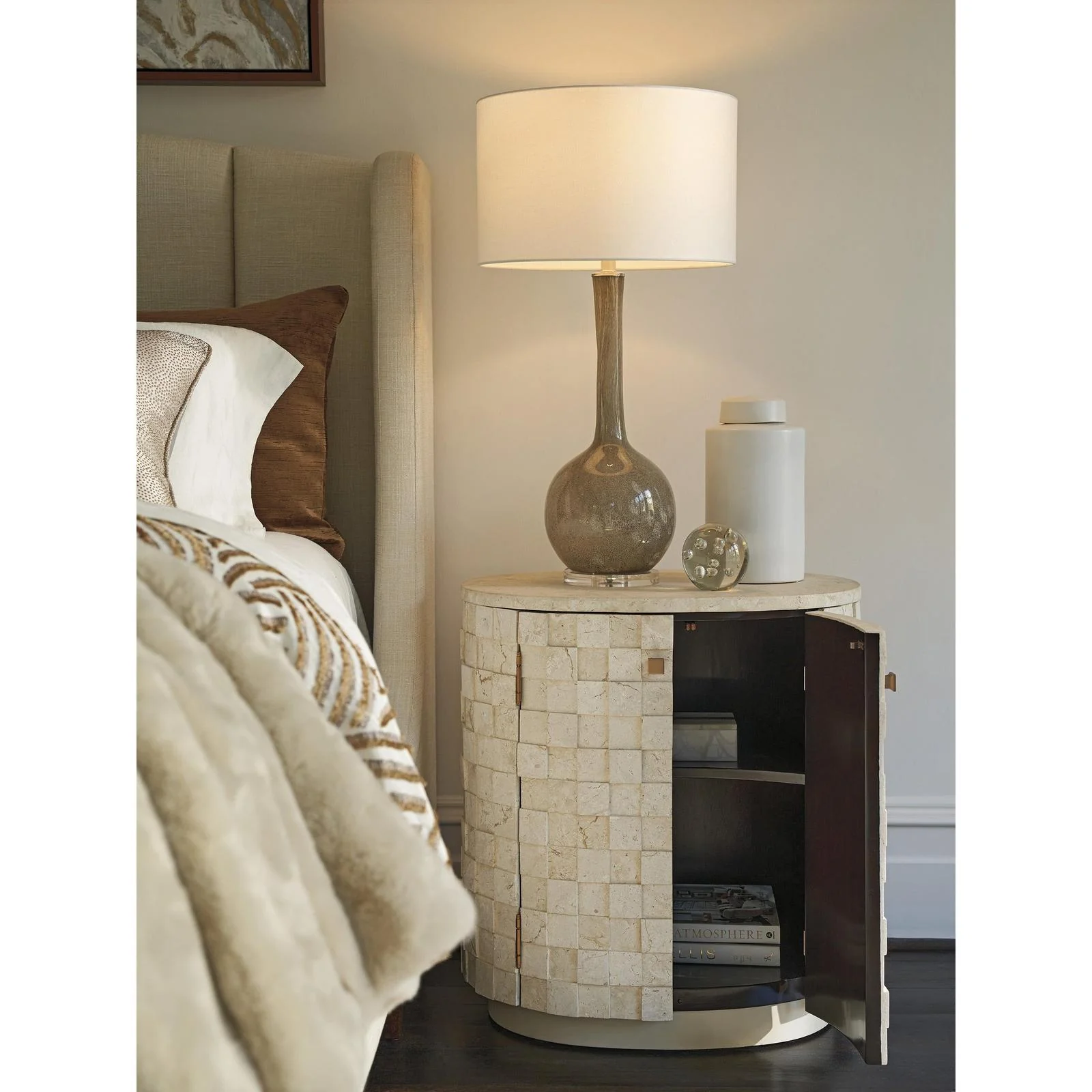 Lexington Rendezvous Albion Stone Oval Nightstand - Image 3