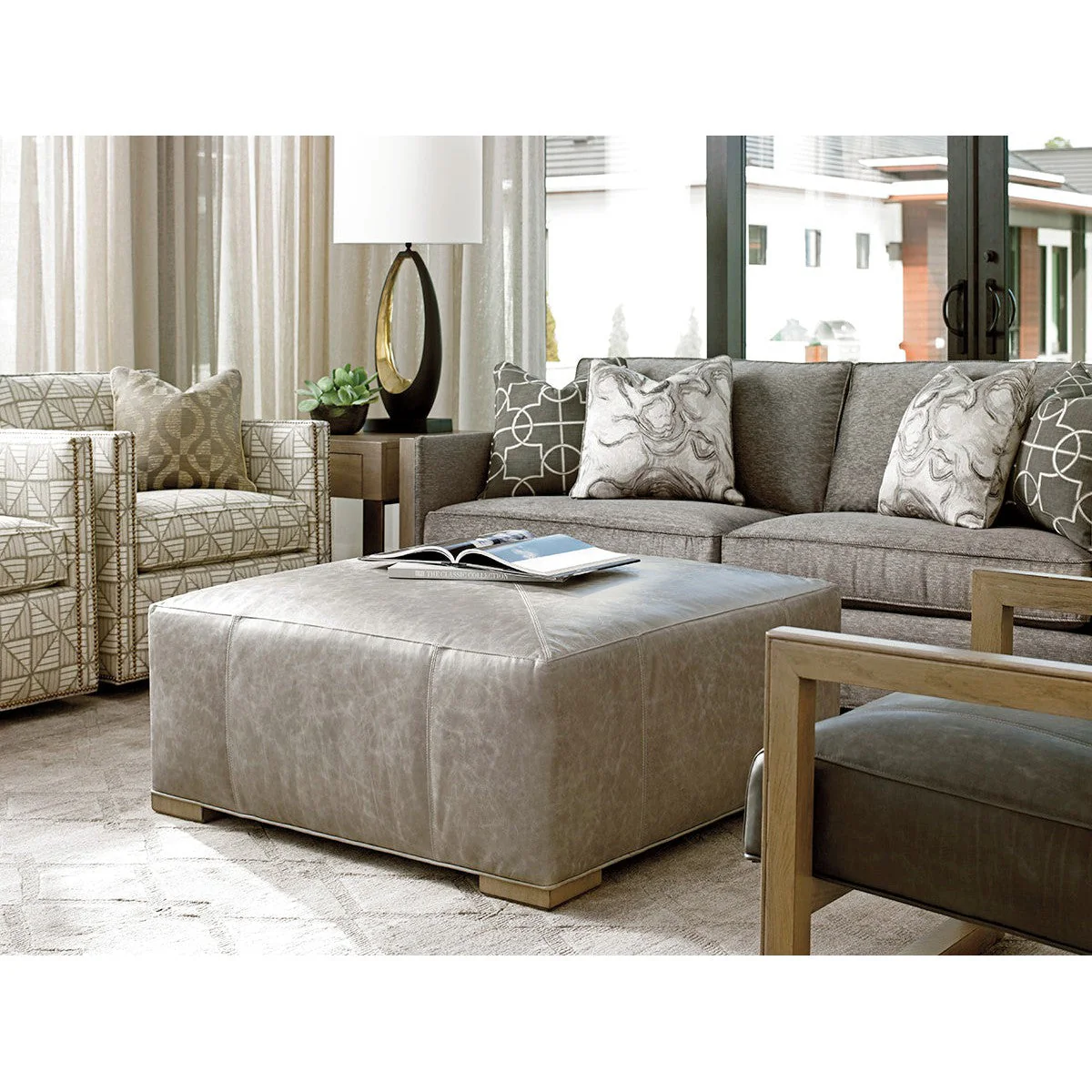 Lexington Shadow Play Melina Leather Cocktail Ottoman - Image 2