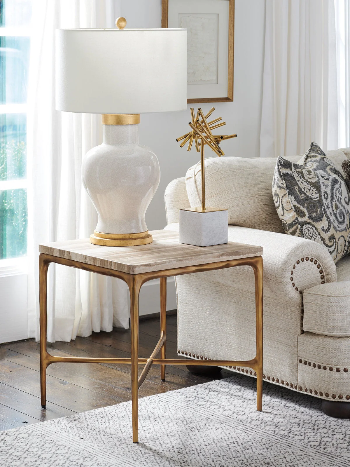 Lexington Silverado Menlo Park Metal End Table with Stone Top - Image 2