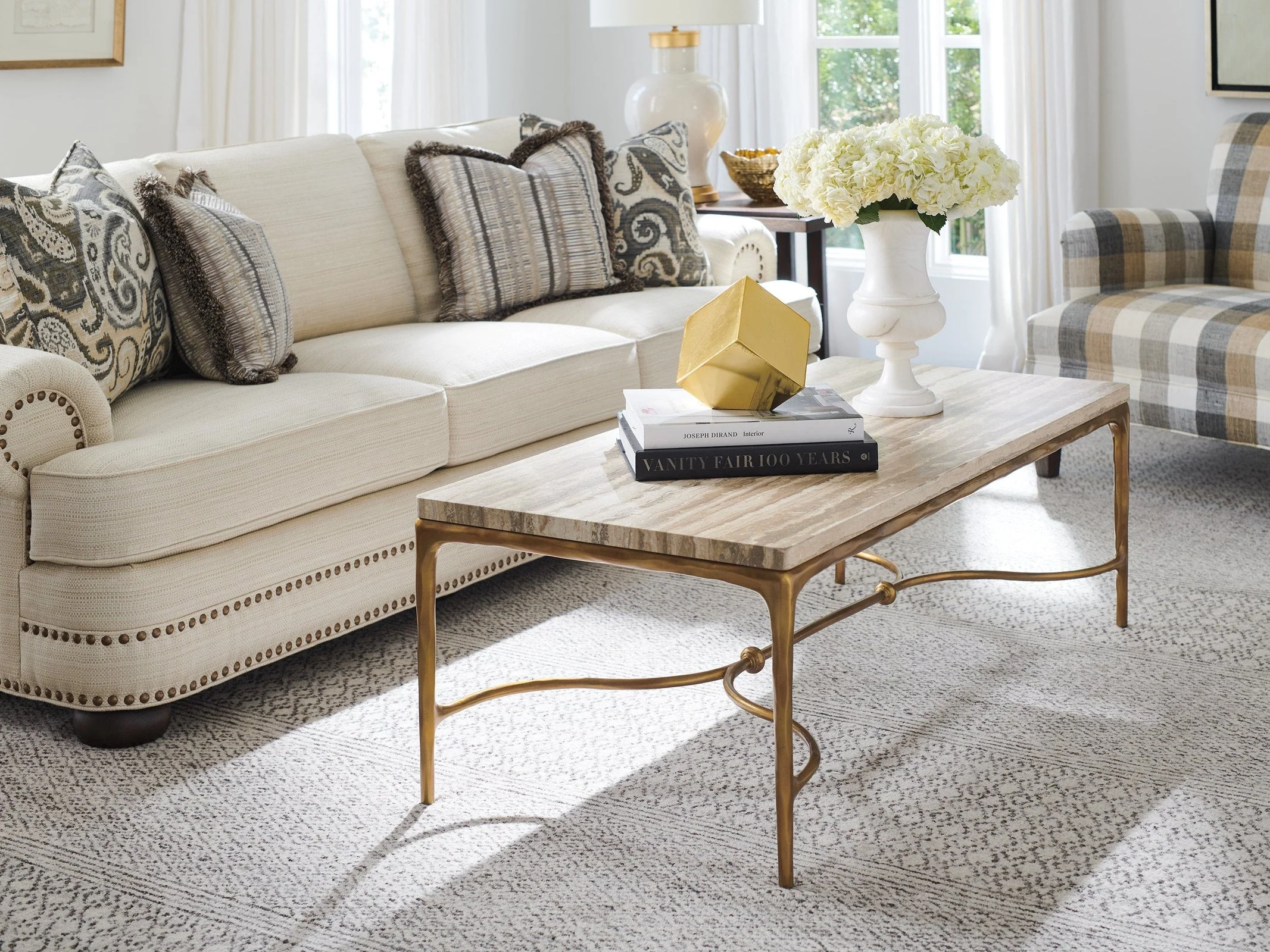 Lexington Silverado Menlo Park Rectangular Cocktail Table with Stone Top - Image 2