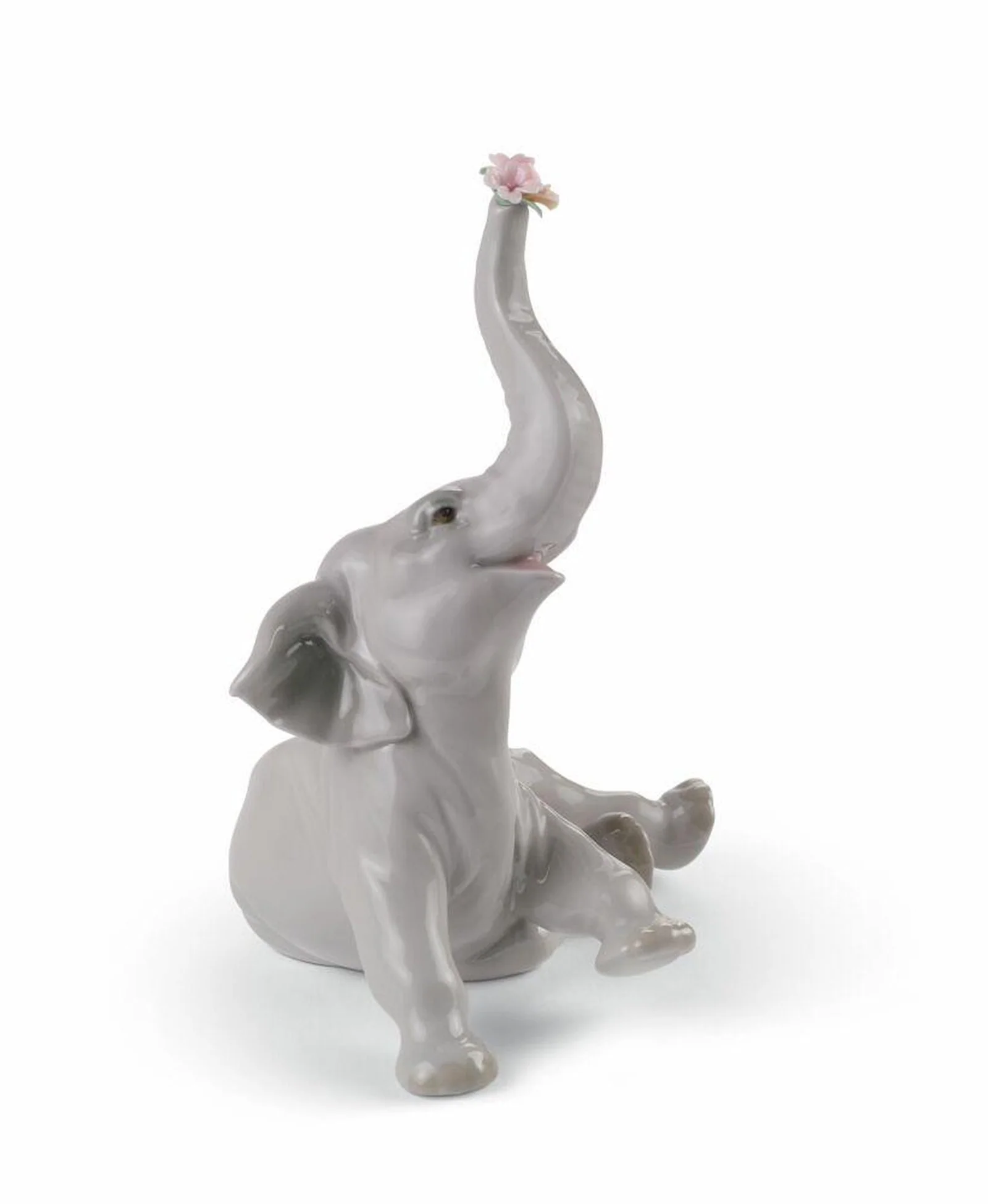 Lladro Baby Elephant with Pink Flower Figurine - Image 2