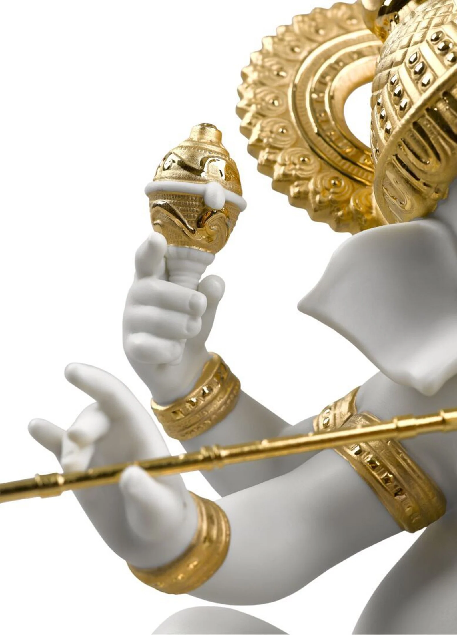 Lladro Bansuri Ganesha Figurine Golden Lustre - Image 3