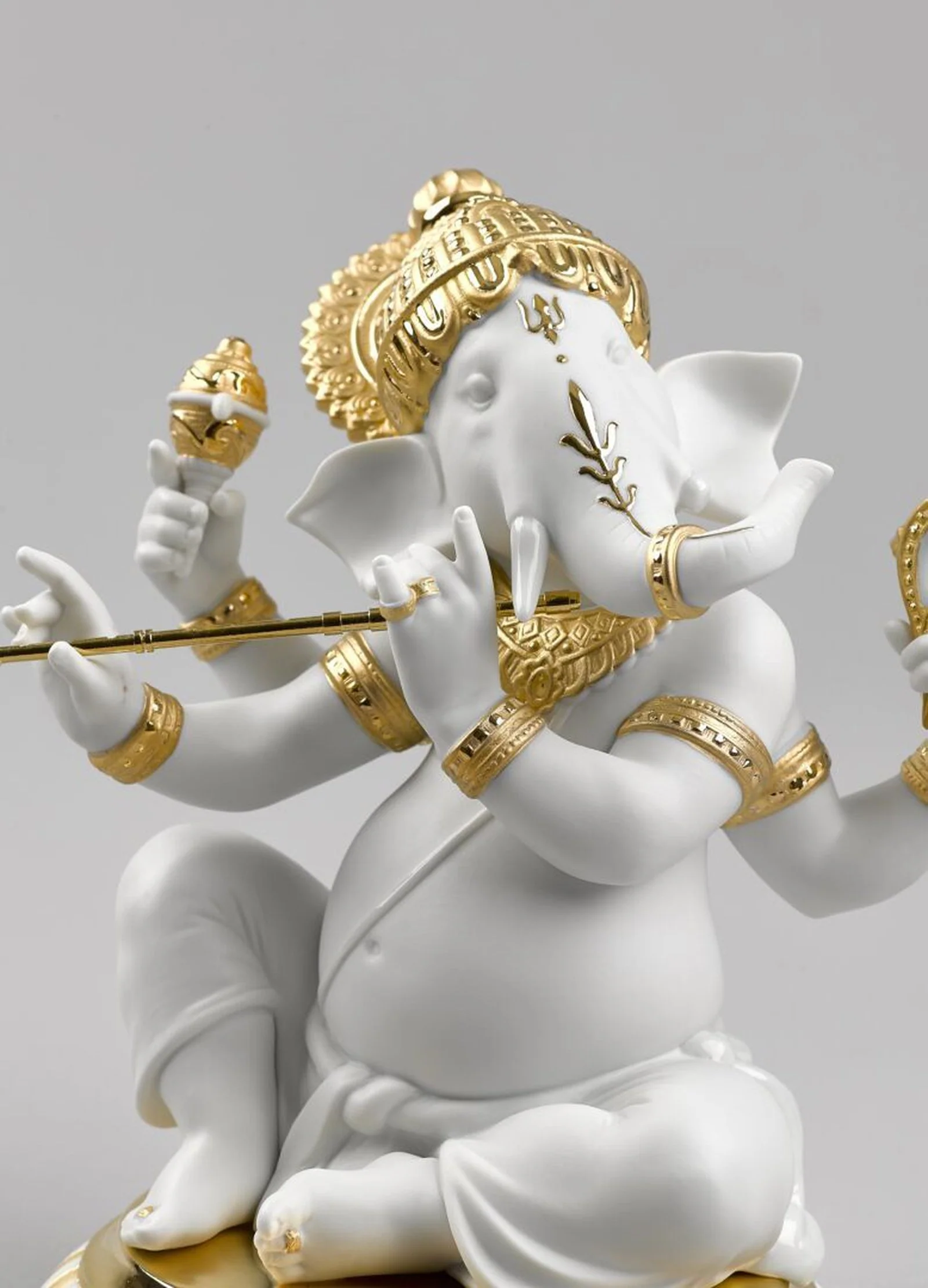 Lladro Bansuri Ganesha Figurine Golden Lustre - Image 4